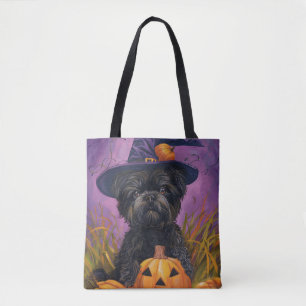 Spooky Affenpinscher Halloween Hexe und Pumpkin Tasche
