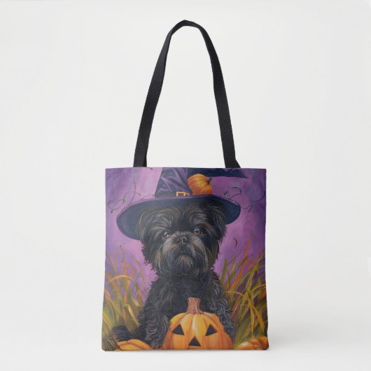 Spooky Affenpinscher Halloween Hexe und Pumpkin Tasche (Vorderseite)
