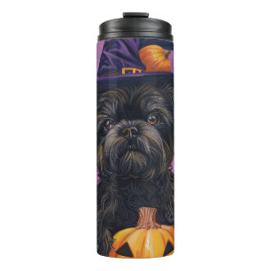 Spooky Affenpinscher Halloween Hexe und Pumpkin Thermosbecher