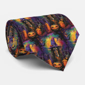 Spooky Afghan Hound Halloween Hexe und Pumpkin Krawatte (Gerollt)