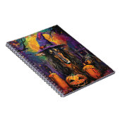 Spooky Afghan Hound Halloween Hexe und Pumpkin Notizblock (Rechte Seite)