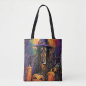 Spooky Afghan Hound Halloween Hexe und Pumpkin Tasche (Vorderseite)