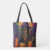 Spooky Afghan Hound Halloween Hexe und Pumpkin Tasche (Rückseite)