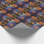 Spooky Airedale Halloween Hexe und Pumpkin Geschenkpapier (Ecke)