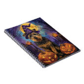 Spooky Airedale Halloween Hexe und Pumpkin Notizblock (Rechte Seite)
