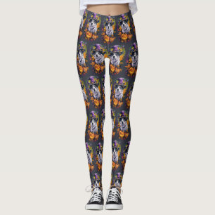 Spooky Akita Halloween Hexe und Pumpkin Leggings