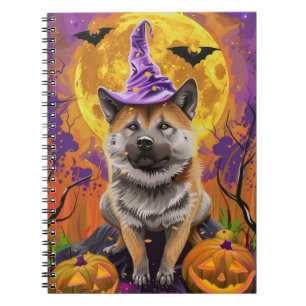 Spooky Akita Halloween Hexe und Pumpkin Notizblock