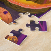 Spooky Akita Halloween Hexe und Pumpkin Puzzle (Seite)