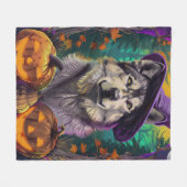 Spooky Alaskan Malamute alloween Hexe und Pumpkin Fleecedecke (Vorderseite (Horizontal))