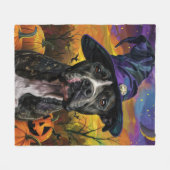 Spooky American Staffordshire Halloween Pumpkin Fleecedecke (Vorderseite (Horizontal))