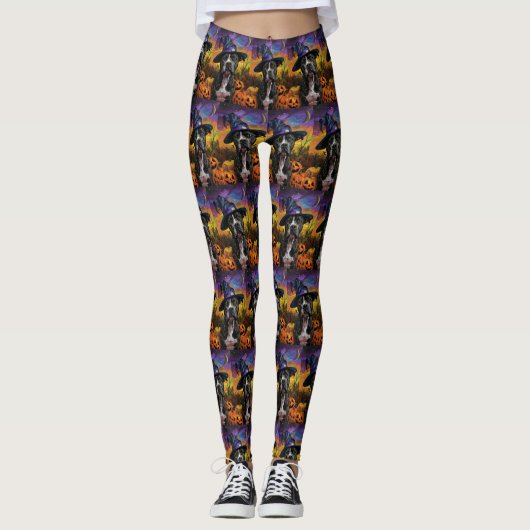 Spooky American Staffordshire Halloween Pumpkin Leggings (Vorderseite)