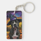 Spooky American Staffordshire Halloween Pumpkin Schlüsselanhänger (Rückseite)