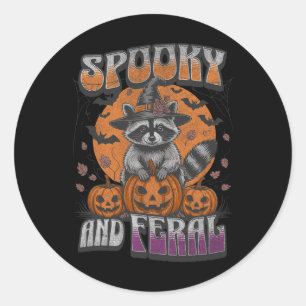 Spooky and Feral Groovy für Raccoon Liebhaber Racc Runder Aufkleber