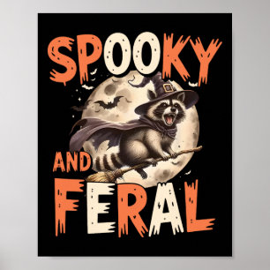 Spooky and Feral Raccoon Halloween Funny Halloween Poster