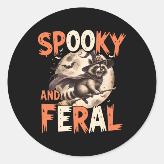 Spooky and Feral Raccoon Halloween Funny Halloween Runder Aufkleber (Vorderseite)