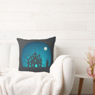 Spooky and Fun Blue and Black Spuk House Kissen