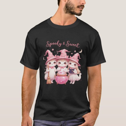 Spooky and Sweet Cute Witch Cat Oversized T-Shirt (Vorderseite)