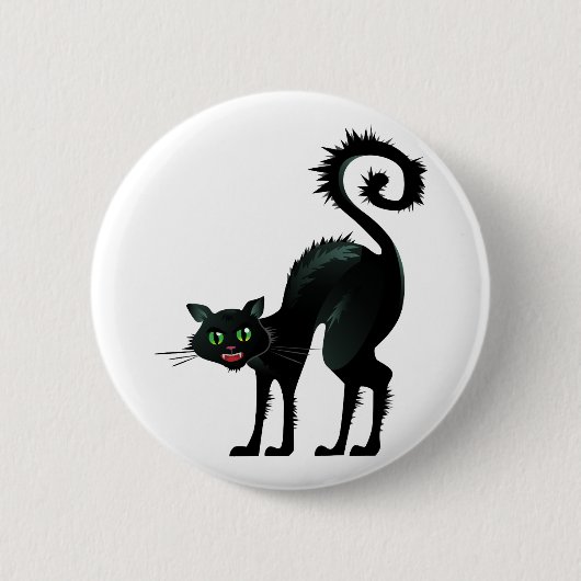 Spooky Angry Black Cat Button (Vorderseite)