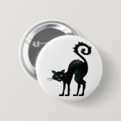 Spooky Angry Black Cat Button (Vorne & Hinten)