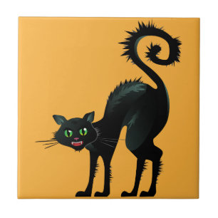 Spooky Angry Black Cat Fliese