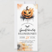 Spooky Aquarell Jack-o-Lantern-Halloween-Party Einladung (Vorderseite)