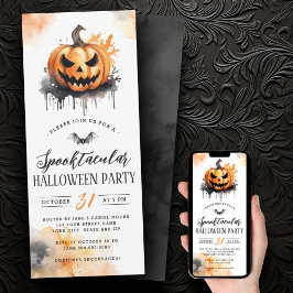 Spooky Aquarell Jack-o-Lantern-Halloween-Party Einladung