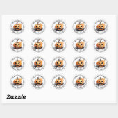 Spooky Aquarellfarbe Jack-o-Lantern Rücksendeadres Runder Aufkleber (Blatt)