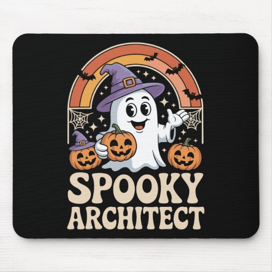 Spooky Architect Ghost Pumpkin Architecture Hallow Mousepad (Vorne)