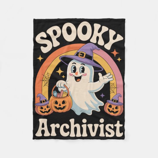 Spooky Archivist Niedlich Ghost Pumpkin Archives H Fleecedecke (Vorderseite)