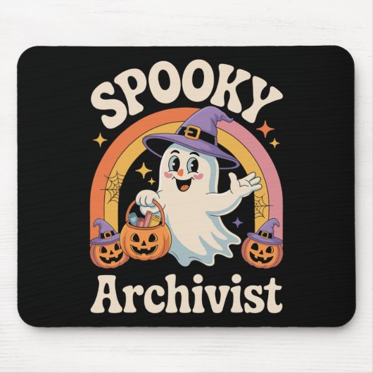 Spooky Archivist Niedlich Ghost Pumpkin Archives H Mousepad (Vorne)