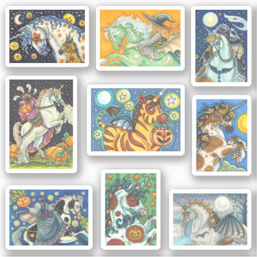 SPOOKY ASSORTED HALLOWEEN HORSE & UNICORN AUFKLEBER (Vorderseite)