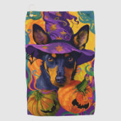 Spooky Australian Kelpie Halloween Pumpkin Golfhandtuch (Vorderseite)