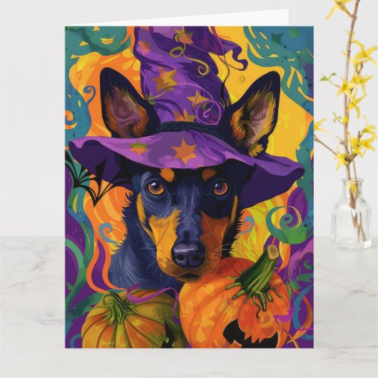 Spooky Australian Kelpie Halloween Pumpkin Karte (Gelbe Blume)