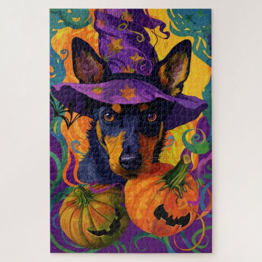 Spooky Australian Kelpie Halloween Pumpkin Puzzle (Vertikal)