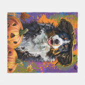 Spooky Australian Shepherd Halloween Hexenkürbis Fleecedecke (Vorderseite (Horizontal))