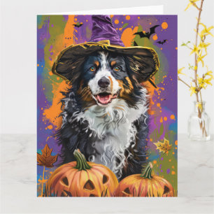 Spooky Australian Shepherd Halloween Hexenkürbis Karte
