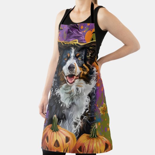 Spooky Australian Shepherd Halloween Hexenkürbis Schürze (InSitu)