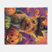Spooky Australian Terrier Halloween Hexenkürbis Fleecedecke (Vorderseite (Horizontal))