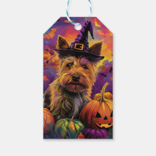Spooky Australian Terrier Halloween Hexenkürbis Geschenkanhänger