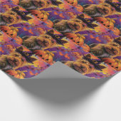 Spooky Australian Terrier Halloween Hexenkürbis Geschenkpapier (Ecke)