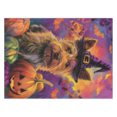 Spooky Australian Terrier Halloween Hexenkürbis Tischdecke (Vorderseite (Horizontal))