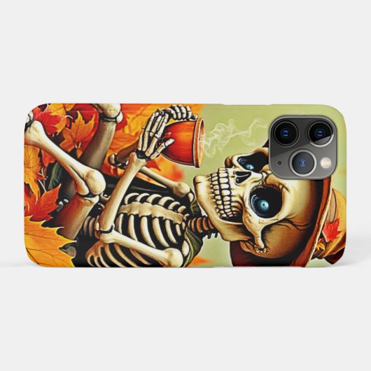 Spooky Autumn Skeleton's Coffee Break Design Case-Mate iPhone Hülle (Rückseite (Horizontal))