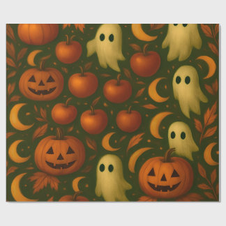🎃 Spooky Autumn Wrapping Paper – Ghosts, Pumpkins Geschenkpapier