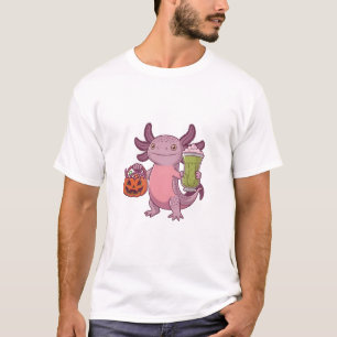 Spooky Axolotl Holding Matcha und Leckerei Hallowe T-Shirt