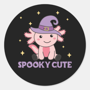 Spooky Axolotl liebt Niedliche Tiere zu Halloween Runder Aufkleber