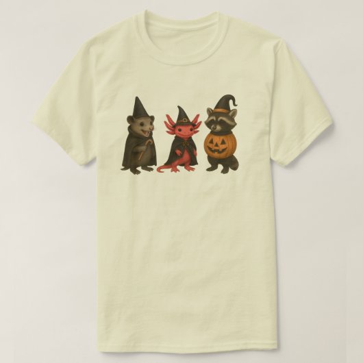 Spooky Axolotl Raccoon Possum | Halloween Creeptob T-Shirt (Design vorne)