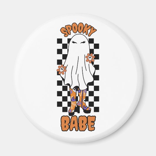 "Spooky Babe" Frau Halloween Ghost Orange Magnet (Vorne)