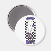 "Spooky Babe" Frau Halloween Ghost Retro Lila Magnet (Vorderseite/Rückseite)