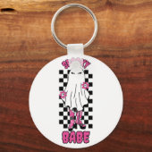 "Spooky Babe" Halloween Ghost - Retro Pink Schlüsselanhänger (Vorderseite)