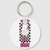 "Spooky Babe" Halloween Ghost - Retro Pink Schlüsselanhänger (Rückseite)